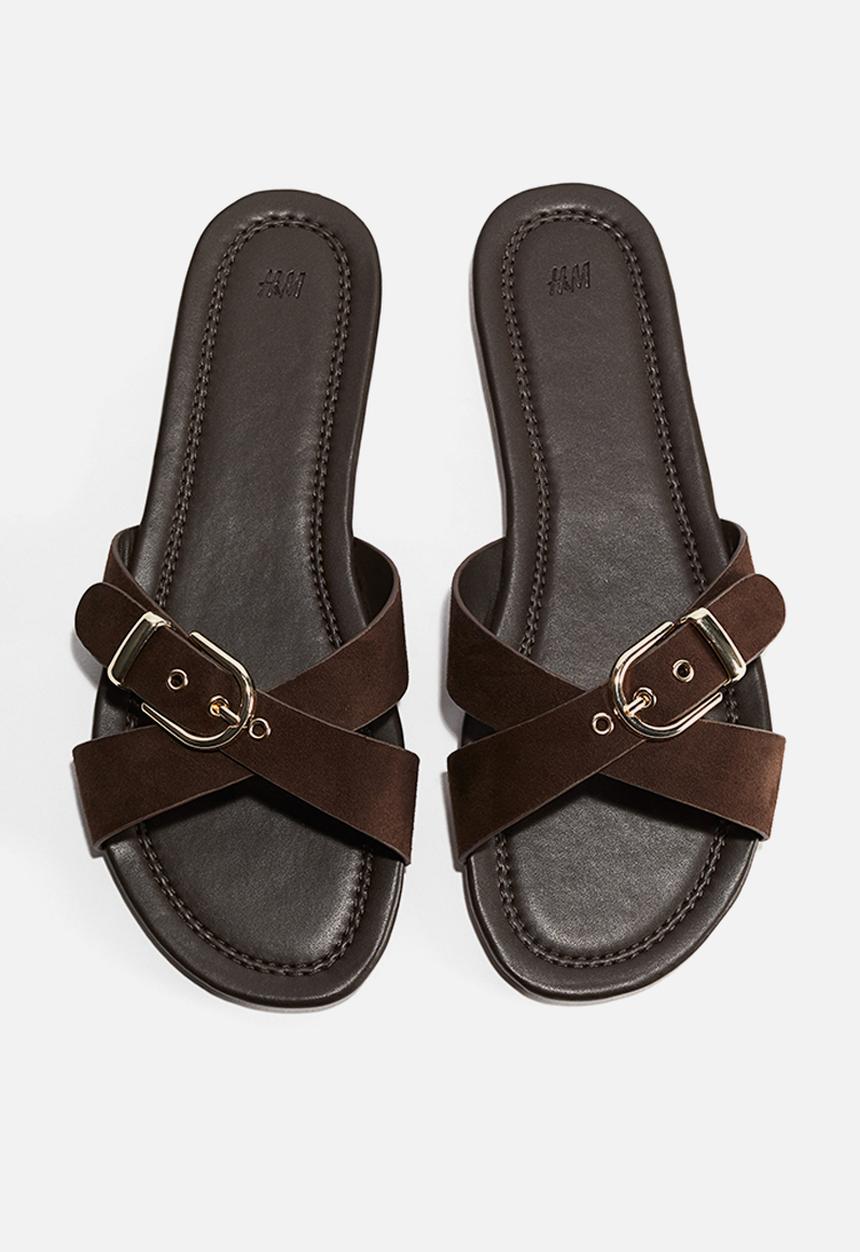 H&M - Crossover-strap sandals - dark brown