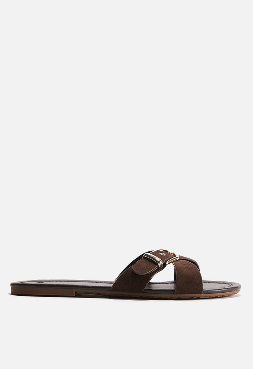 H&M - Crossover-strap sandals - dark brown
