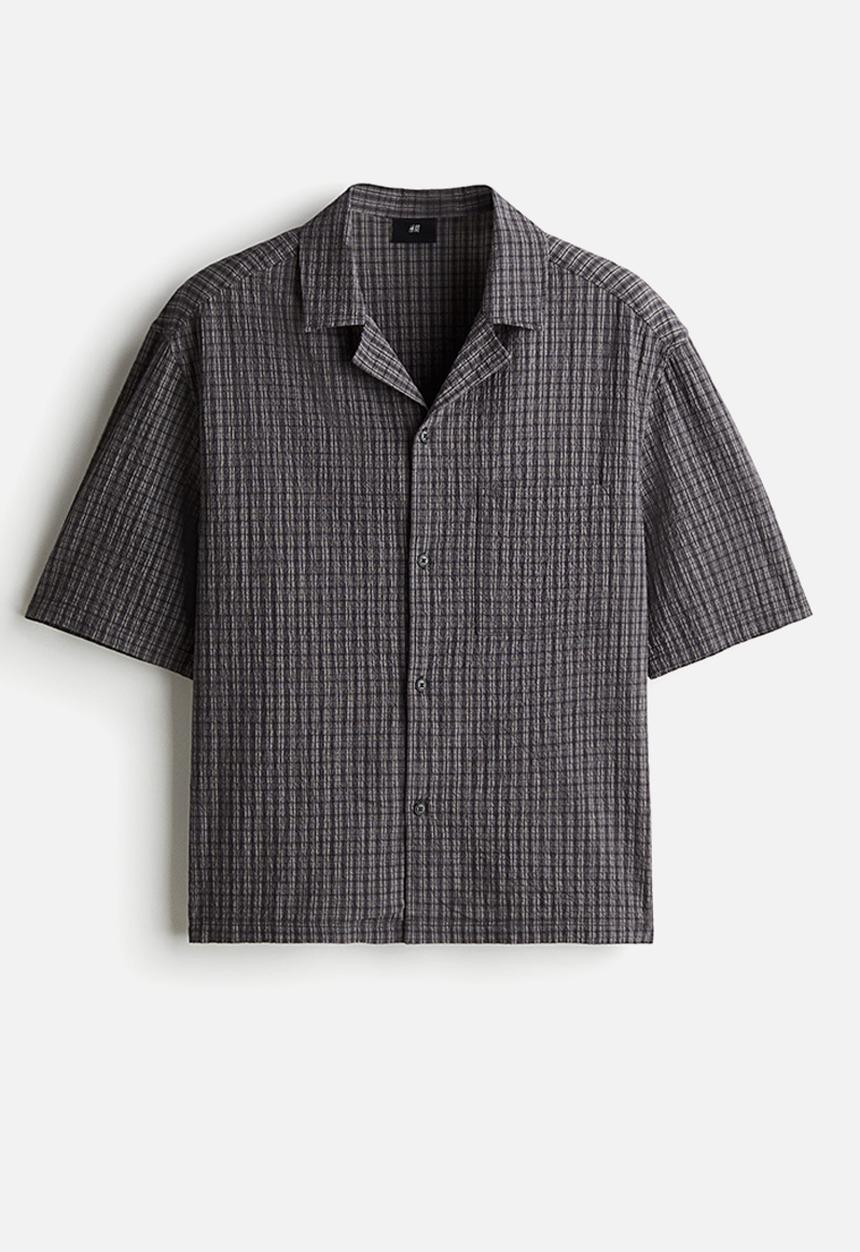 H&M - Loose fit seersucker resort shirt - dark grey