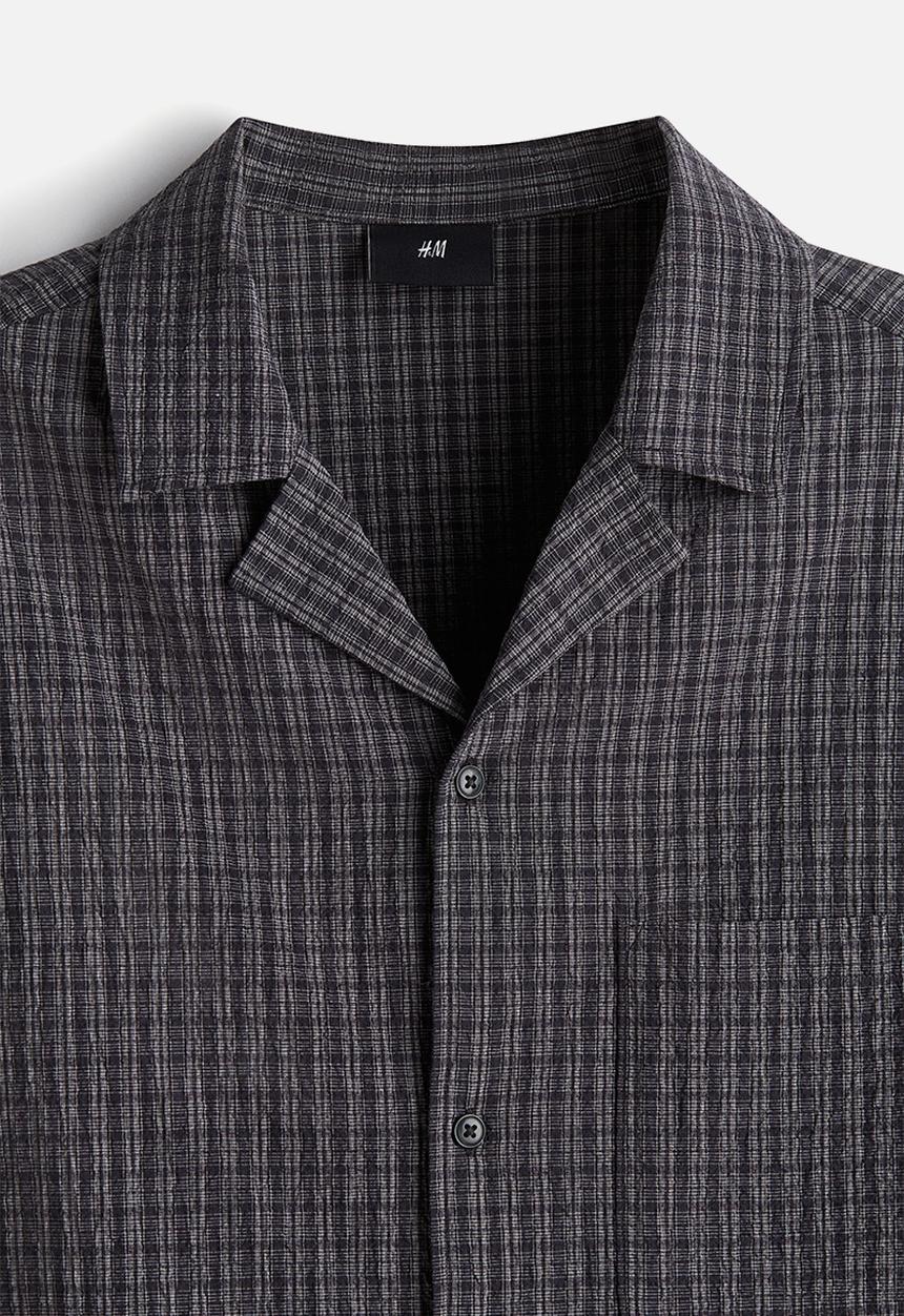 H&M - Loose fit seersucker resort shirt - dark grey