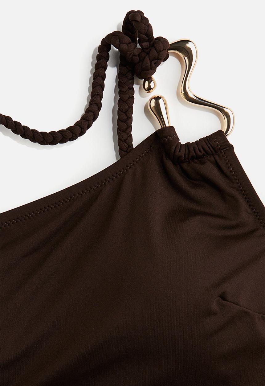 H&M - Padded-cup cut-out swimsuit - dark brown