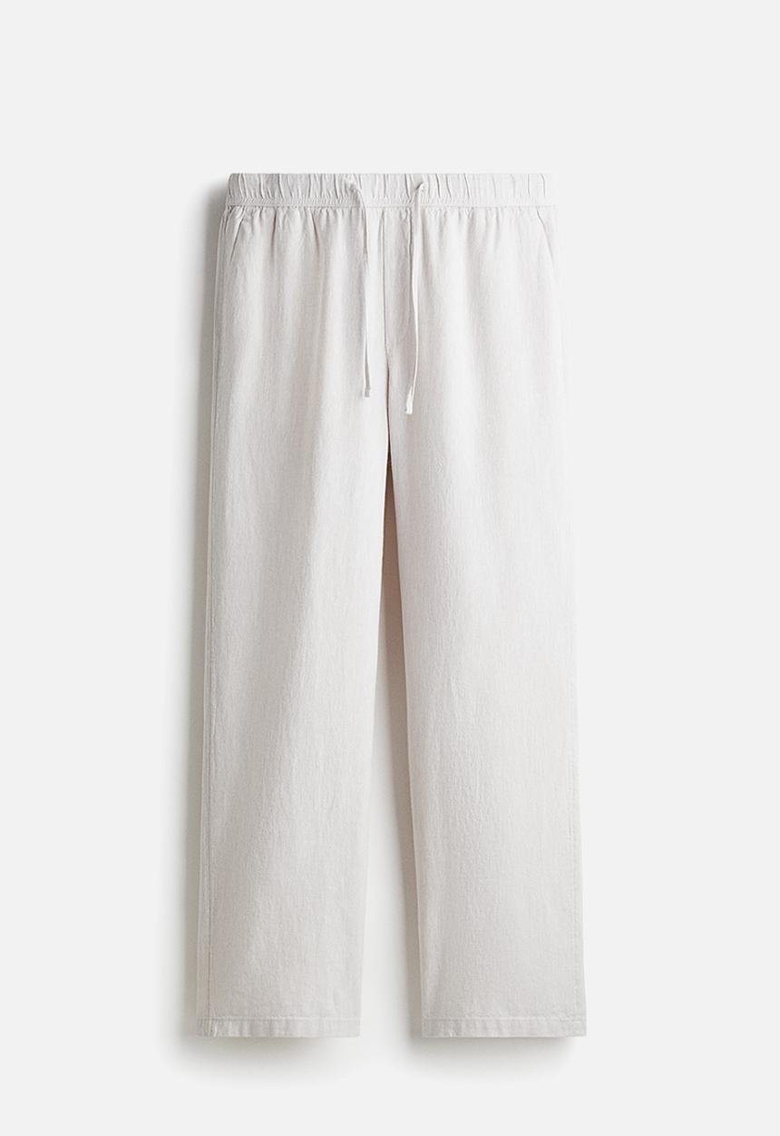 H&M - Relaxed fit linen-blend trousers - white