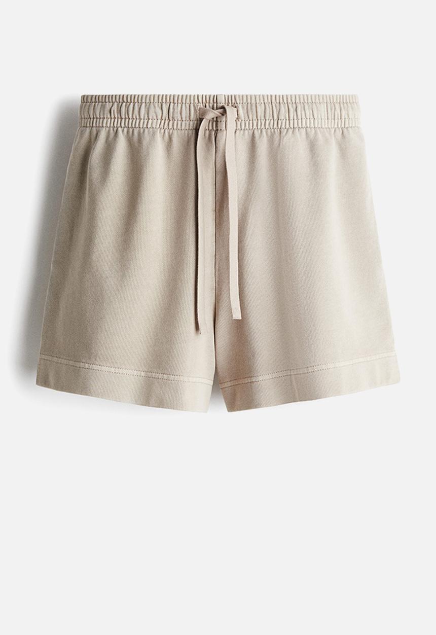 H&M - Washed cotton sweatshorts - light greige