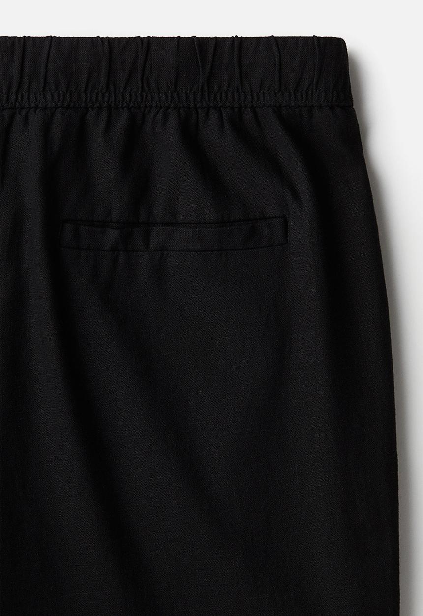 H&M - Relaxed fit linen-blend trousers - black