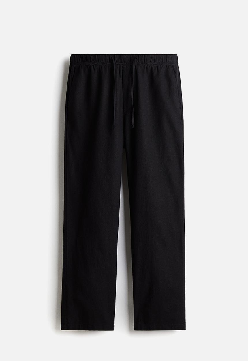 H&M - Relaxed fit linen-blend trousers - black