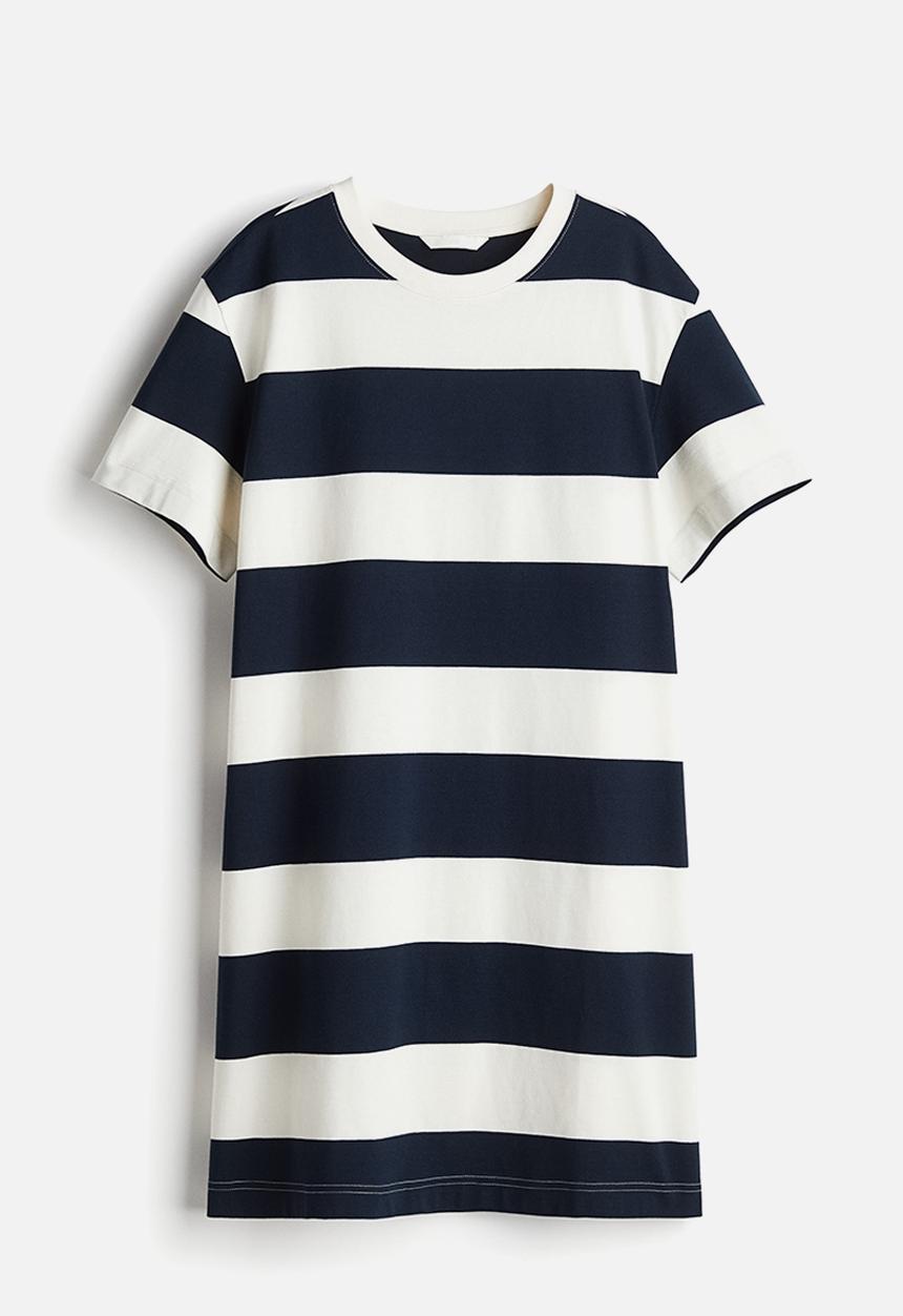H&M - T-shirt dress - navy blue/striped