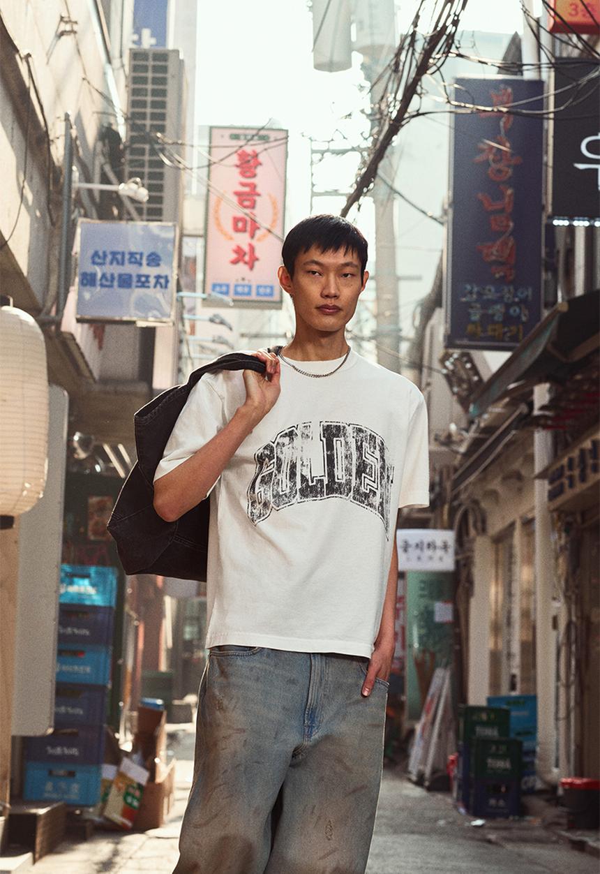 H&M - Loose fit printed T-shirt - white/golden