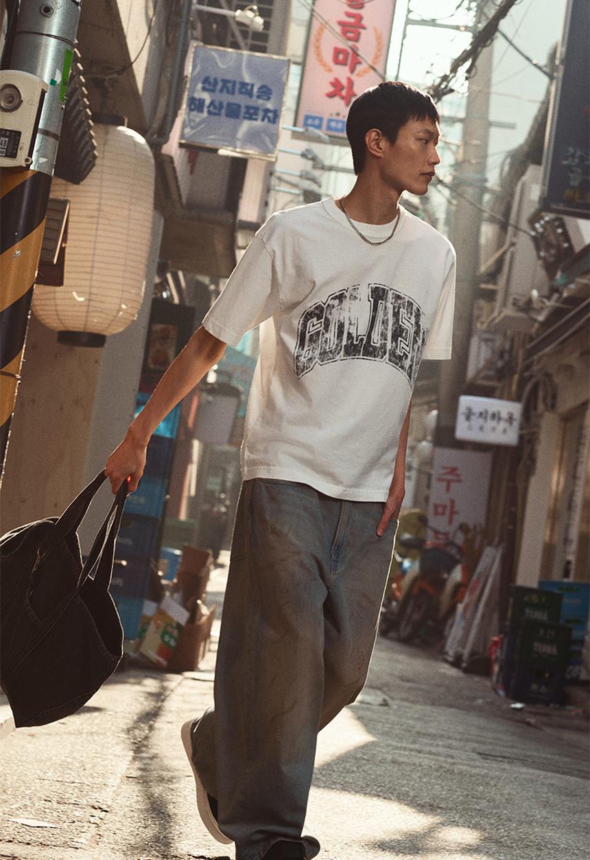 H&M - Loose fit printed T-shirt - white/golden