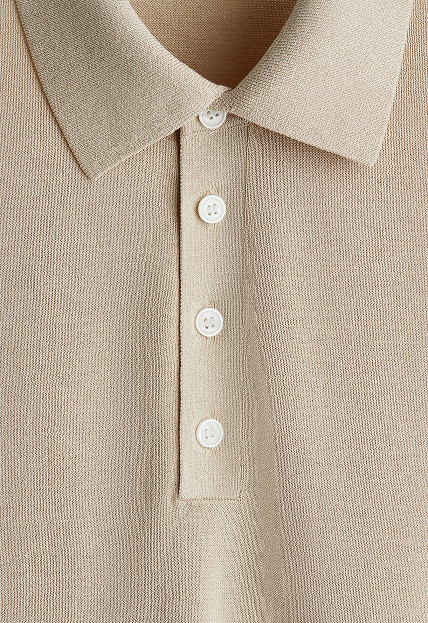 H&M - Regular fit fine-knit polo shirt - beige