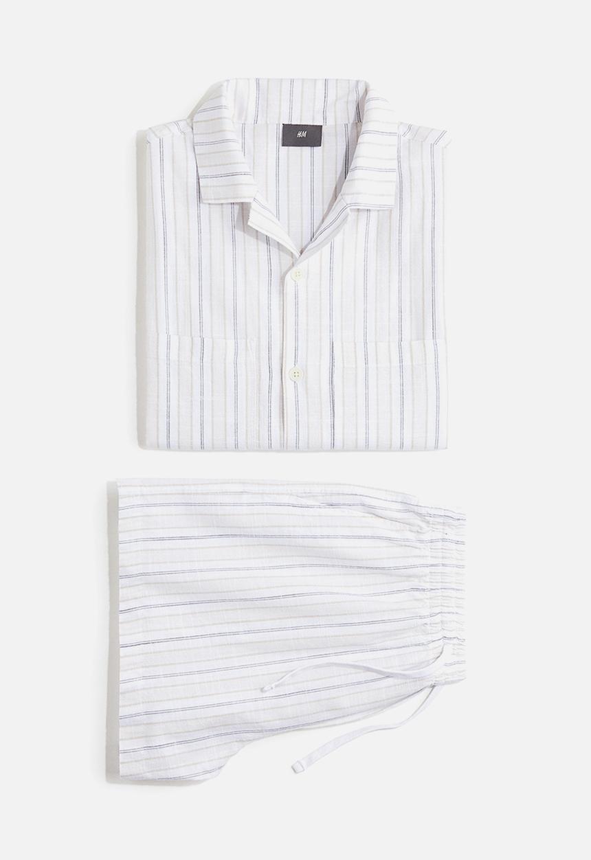 H&M - Cotton pyjama shirt and shorts - white