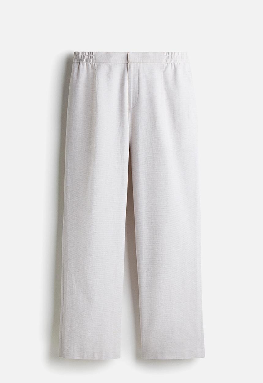 H&M - Relaxed fit linen-blend trousers - white