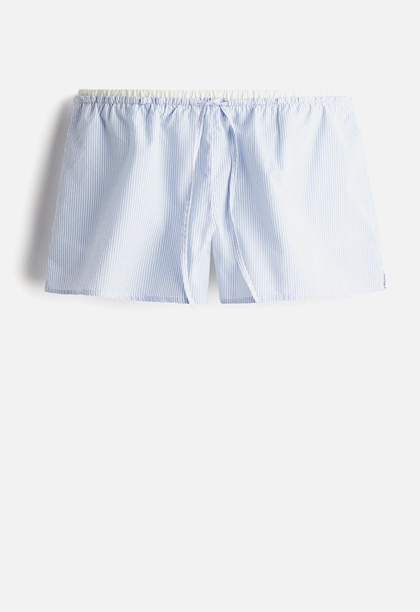 H&M - Cotton poplin shorts - light blue striped