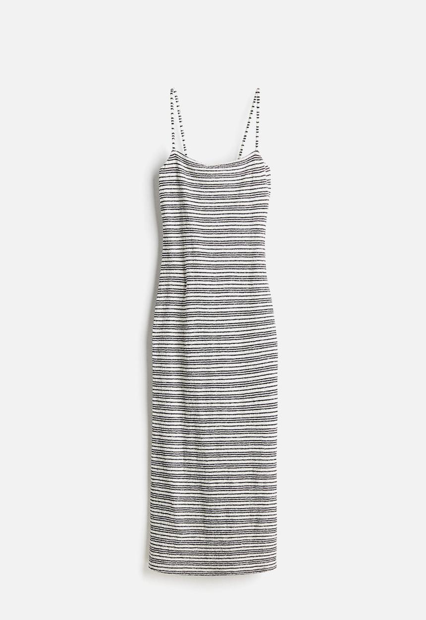 H&M - Textured jersey dress - cream & black striped