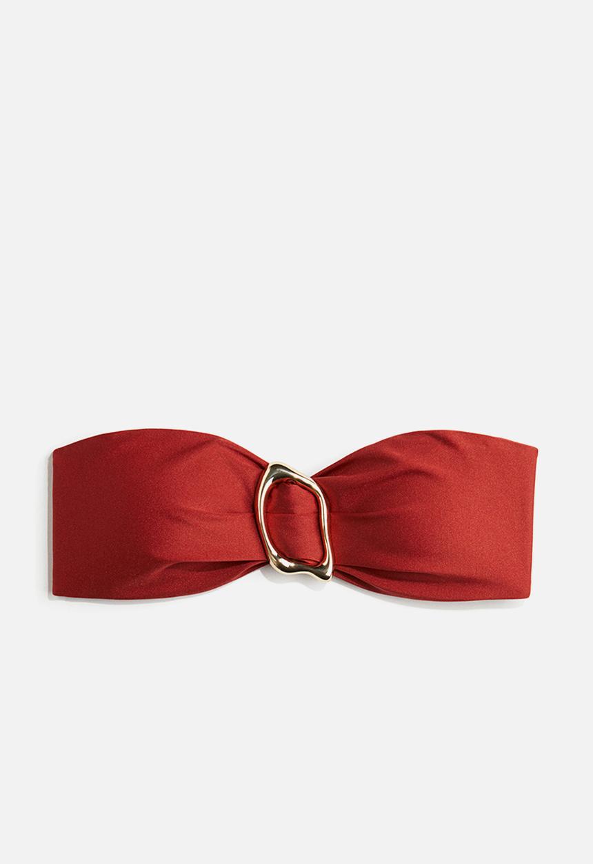 H&M - Padded bandeau bikini top - rust red 