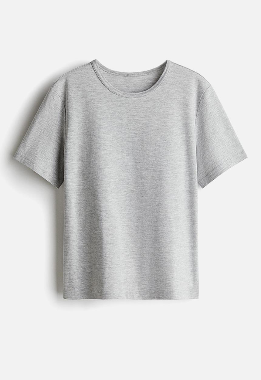 H&M - Cotton jersey t-shirt - light grey marl