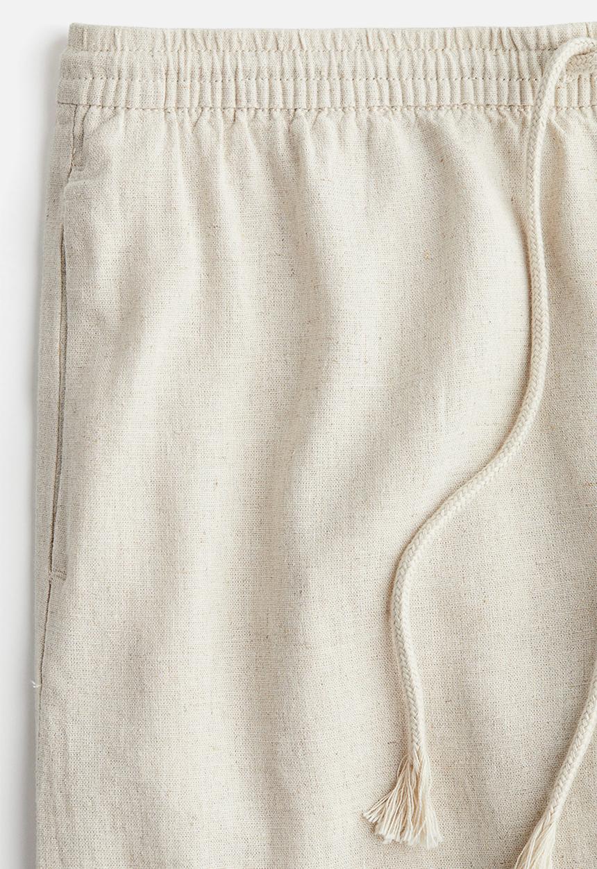H&M - Linen-blend drawstring trousers - light beige