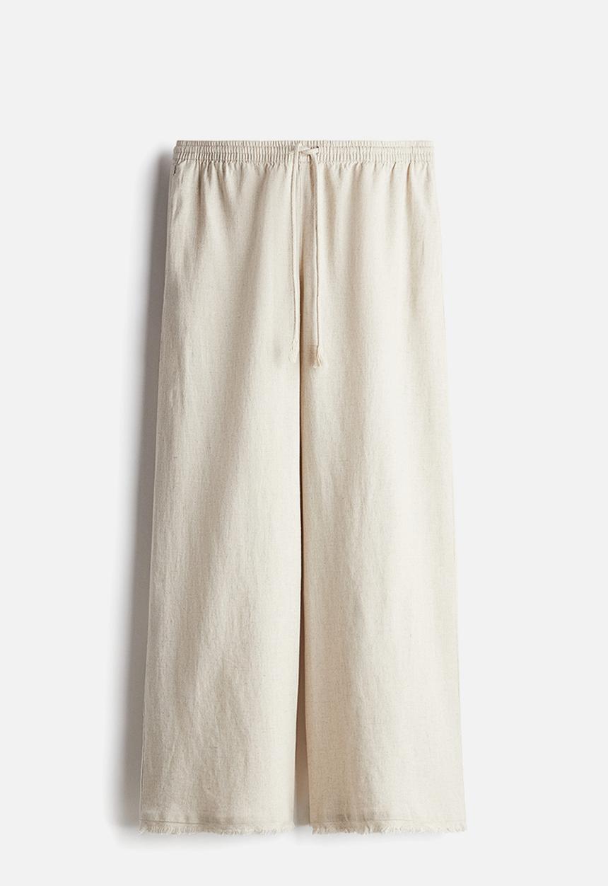 H&M - Linen-blend drawstring trousers - light beige