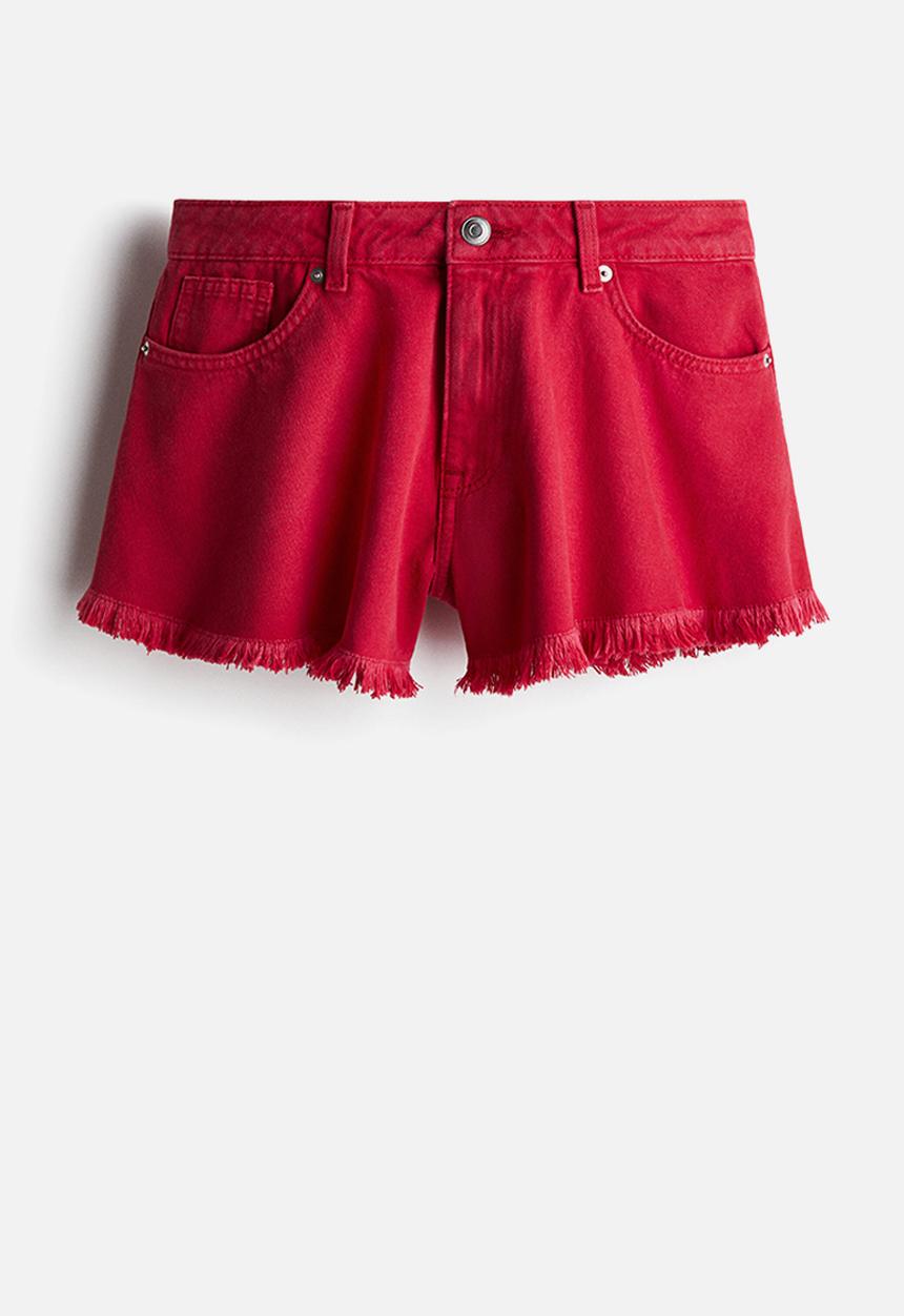 H&M - Frayed-edge denim shorts - red