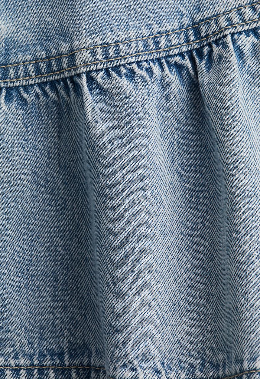 H&M - Peplum-hem denim skirt - light denim blue