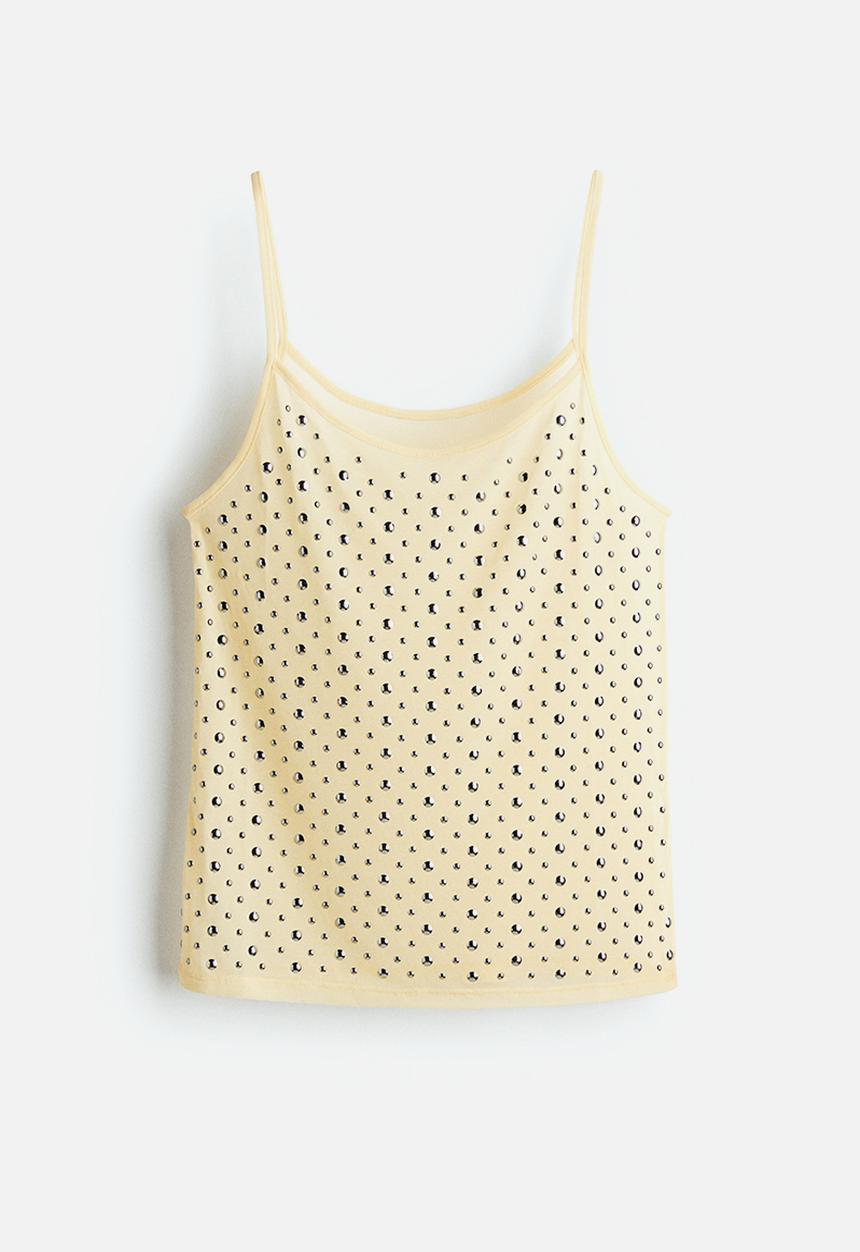 H&M - Studded strappy top - pale yellow