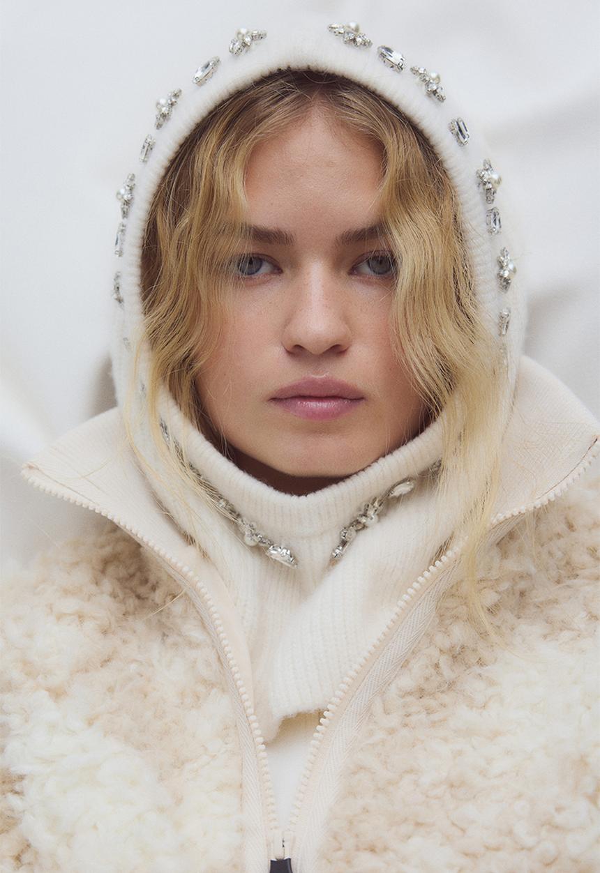 H&M - Embellished balaclava - light beige