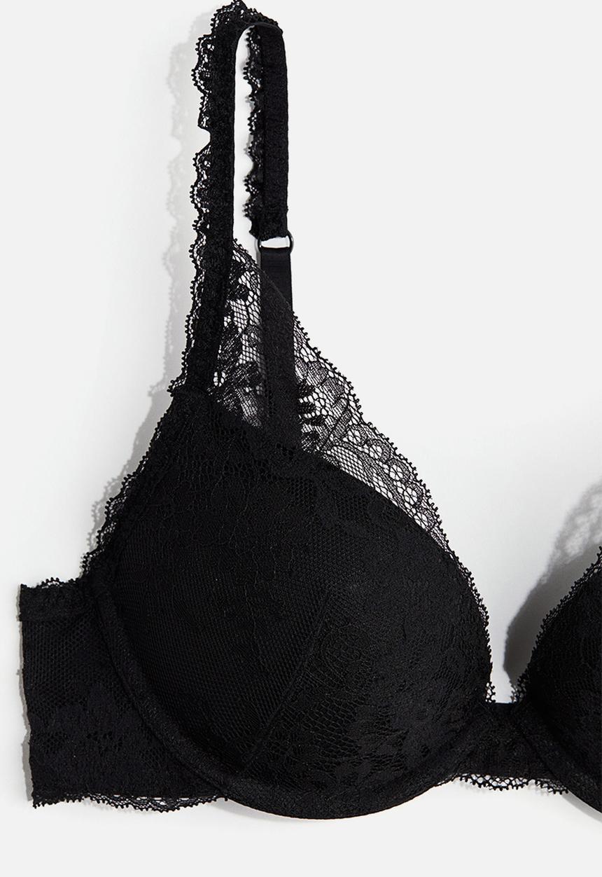 H&M - Lace super push-up bra - black