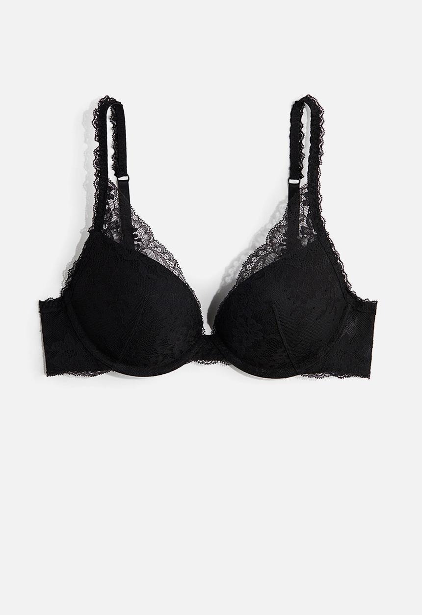 H&M - Lace super push-up bra - black