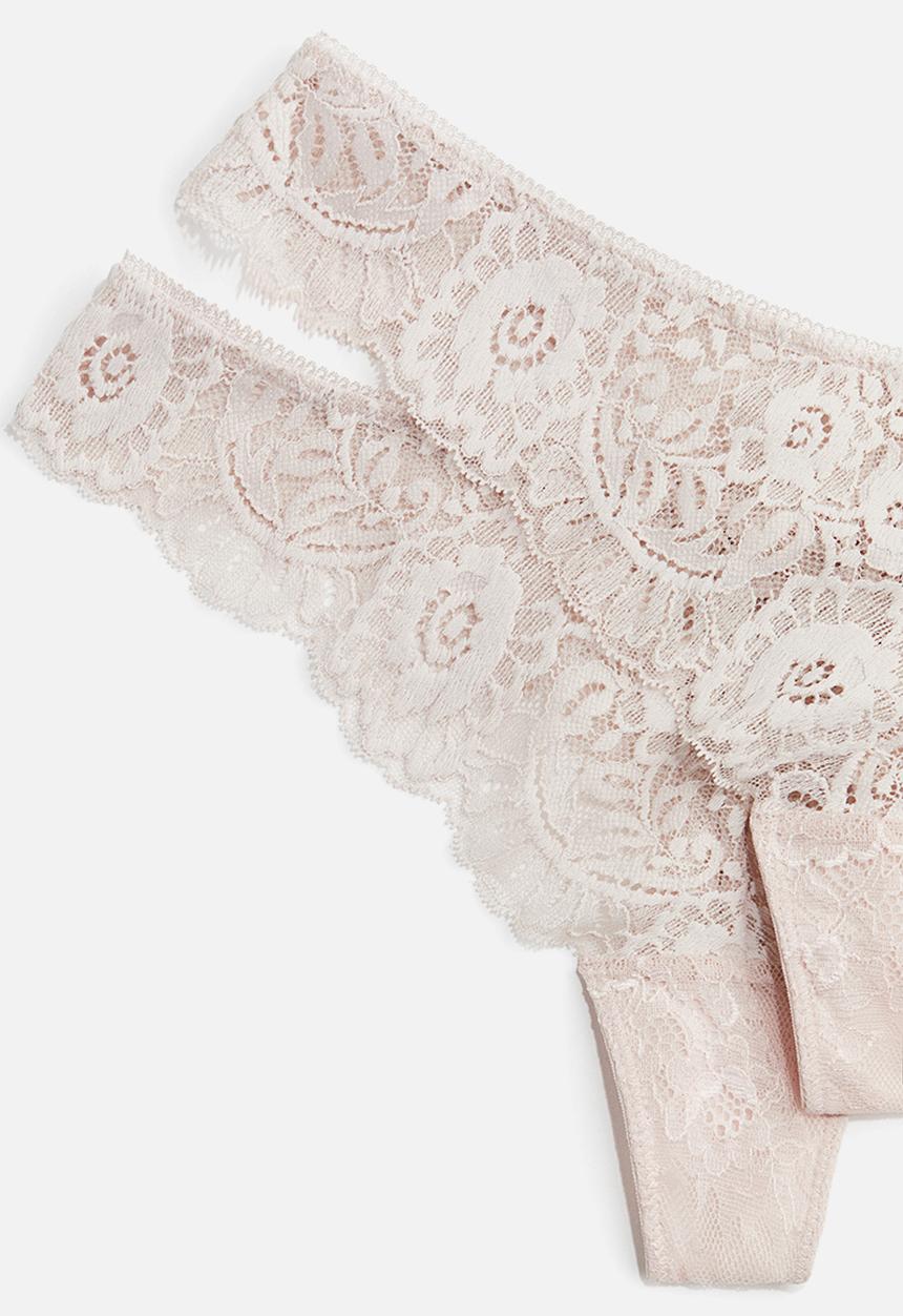 H&M - 2-Pack lace thong briefs - powder pink