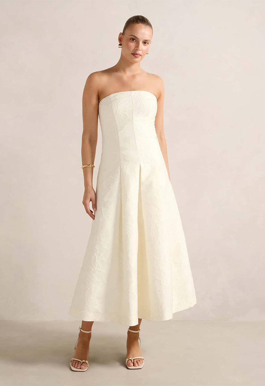 Forever New - Lottie Strapless Jacquard Midi Dress