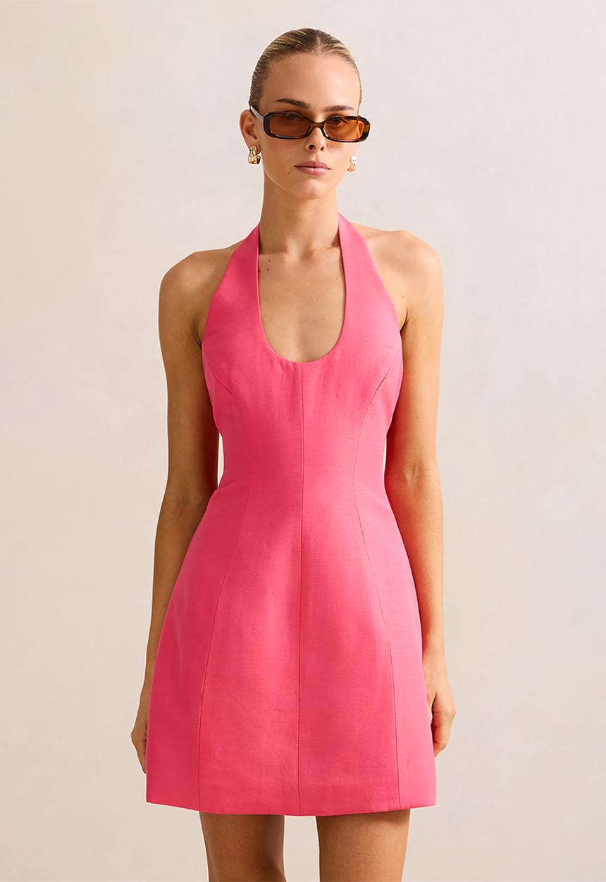 Forever New - Esther U-Neck Halter Linen Mini Dress