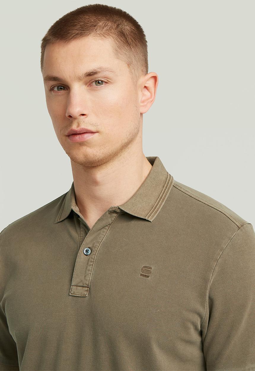 G-STAR - Dunda Overdyed Slim Polo S\S - Desert Palm Gd