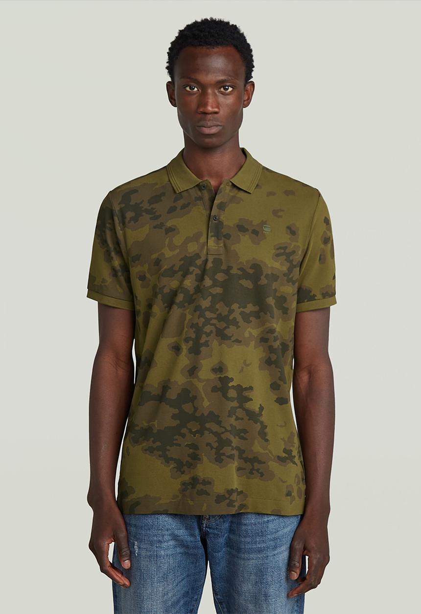 G-STAR - Dunda Slim Ao Polo S\S - Dark Olive Forest Camo