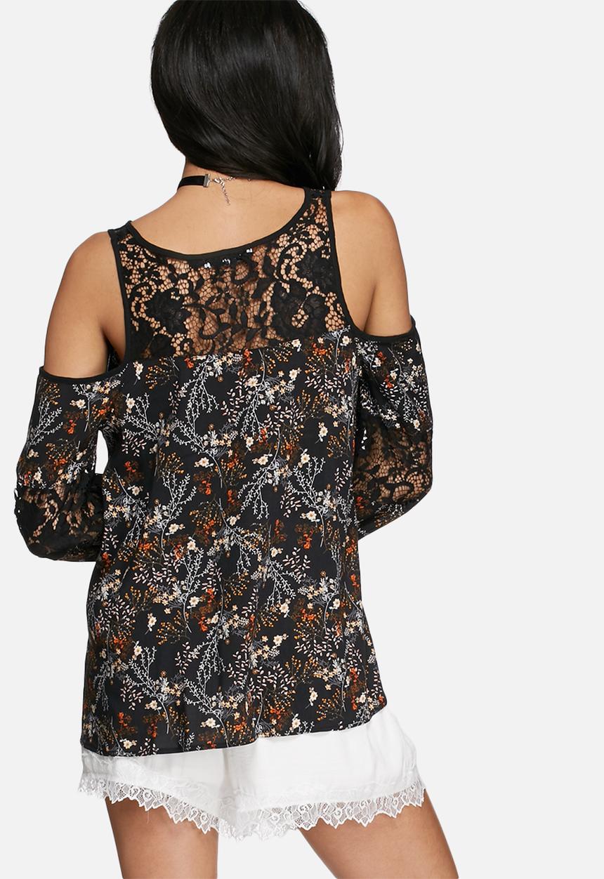 Glamorous - Floral cold shoulder blouse