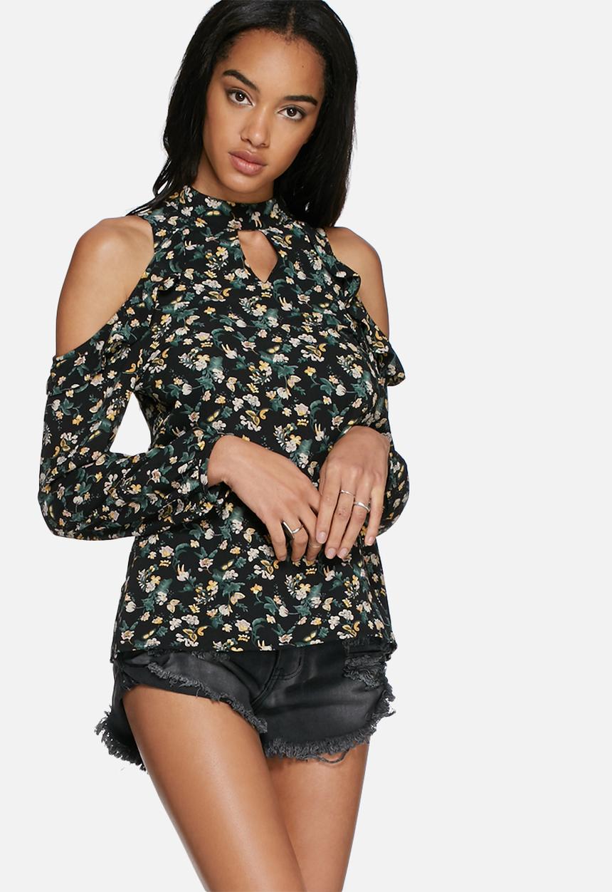 Glamorous - Vintage floral cold shoulder blouse
