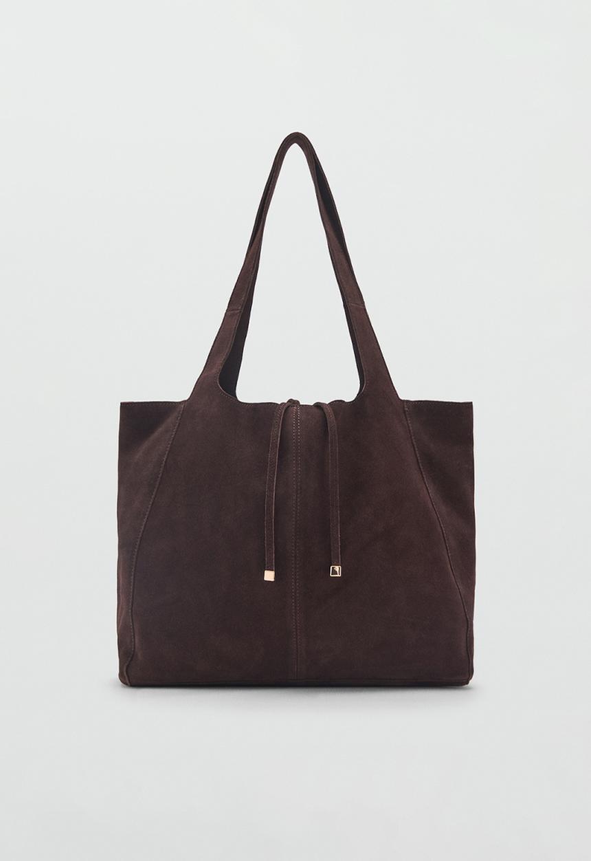 MANGO - Curry tote bag - dark brown