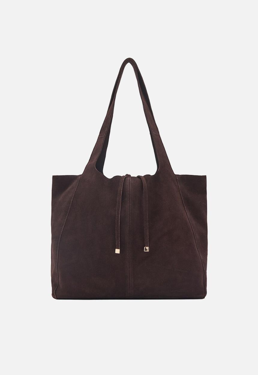 MANGO - Curry tote bag - dark brown