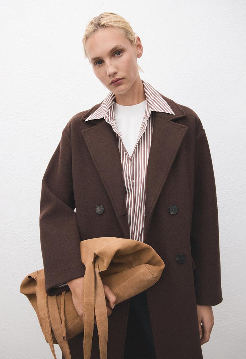 MANGO - Curry tote bag - medium brown