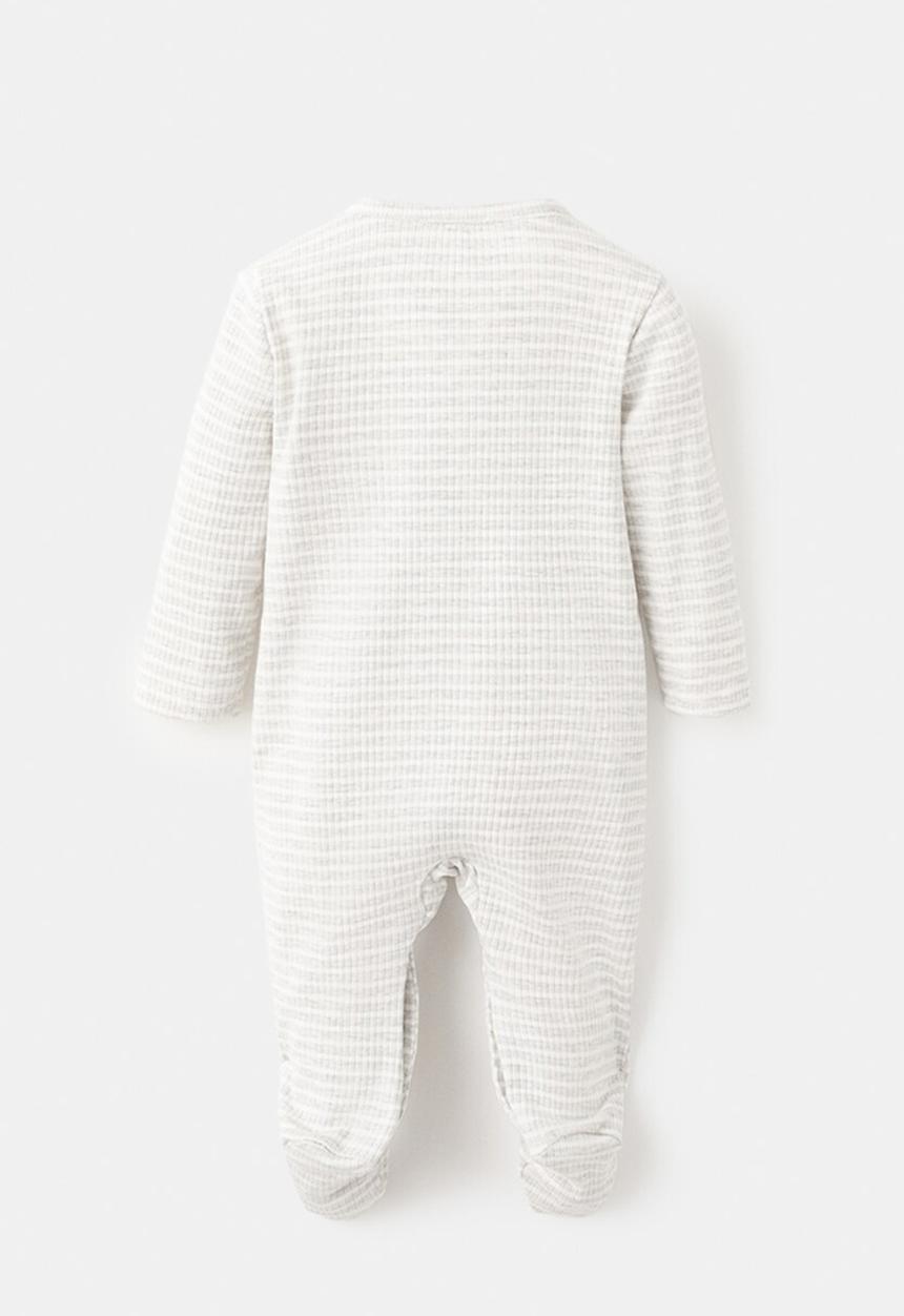 MANGO - Striped Onesie - Light/Pastel Gray