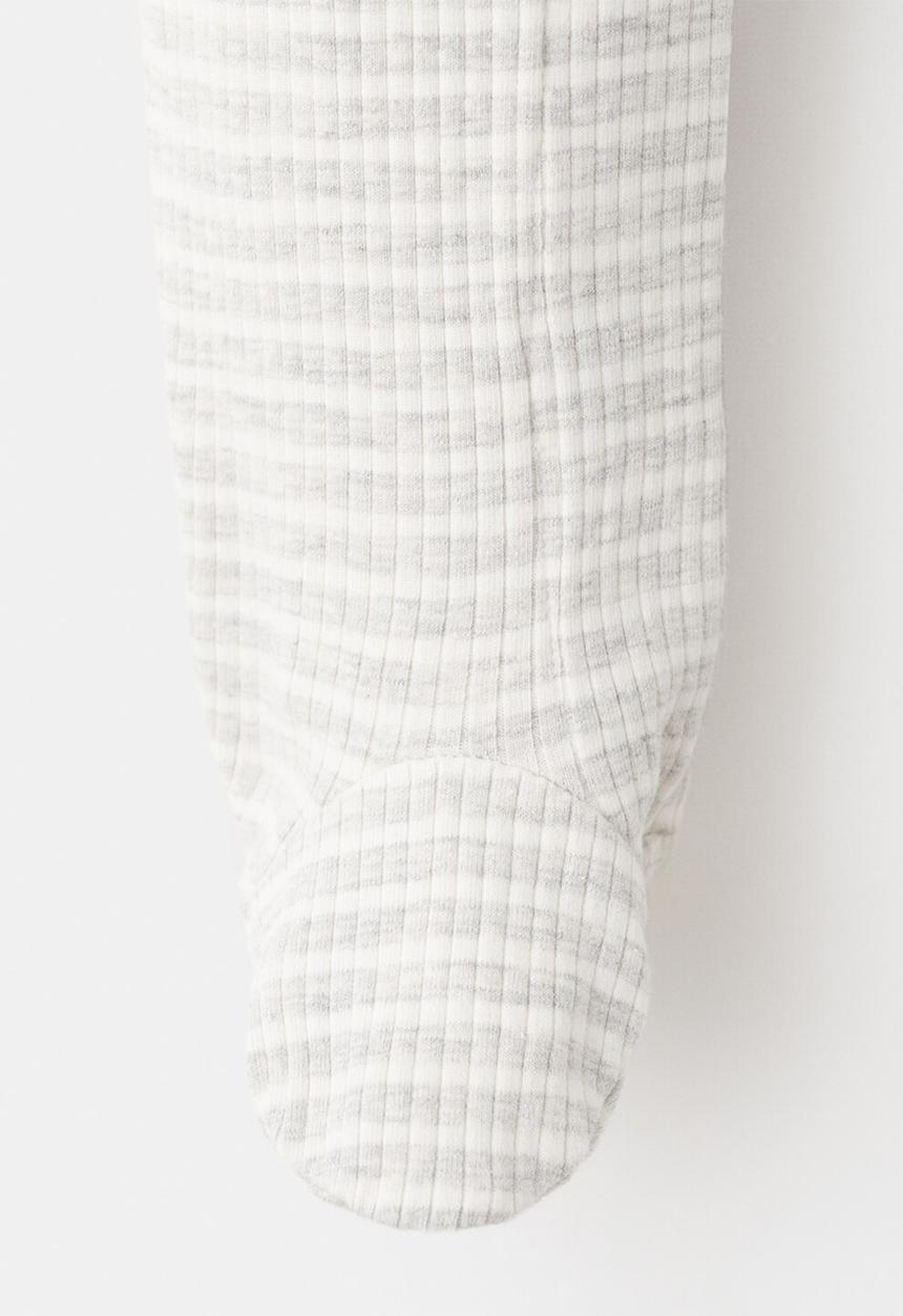 MANGO - Striped Onesie - Light/Pastel Gray