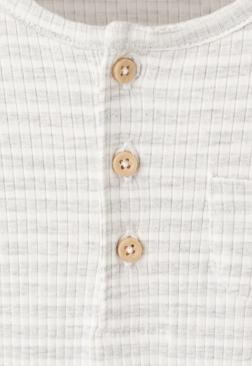 MANGO - Striped Onesie - Light/Pastel Gray