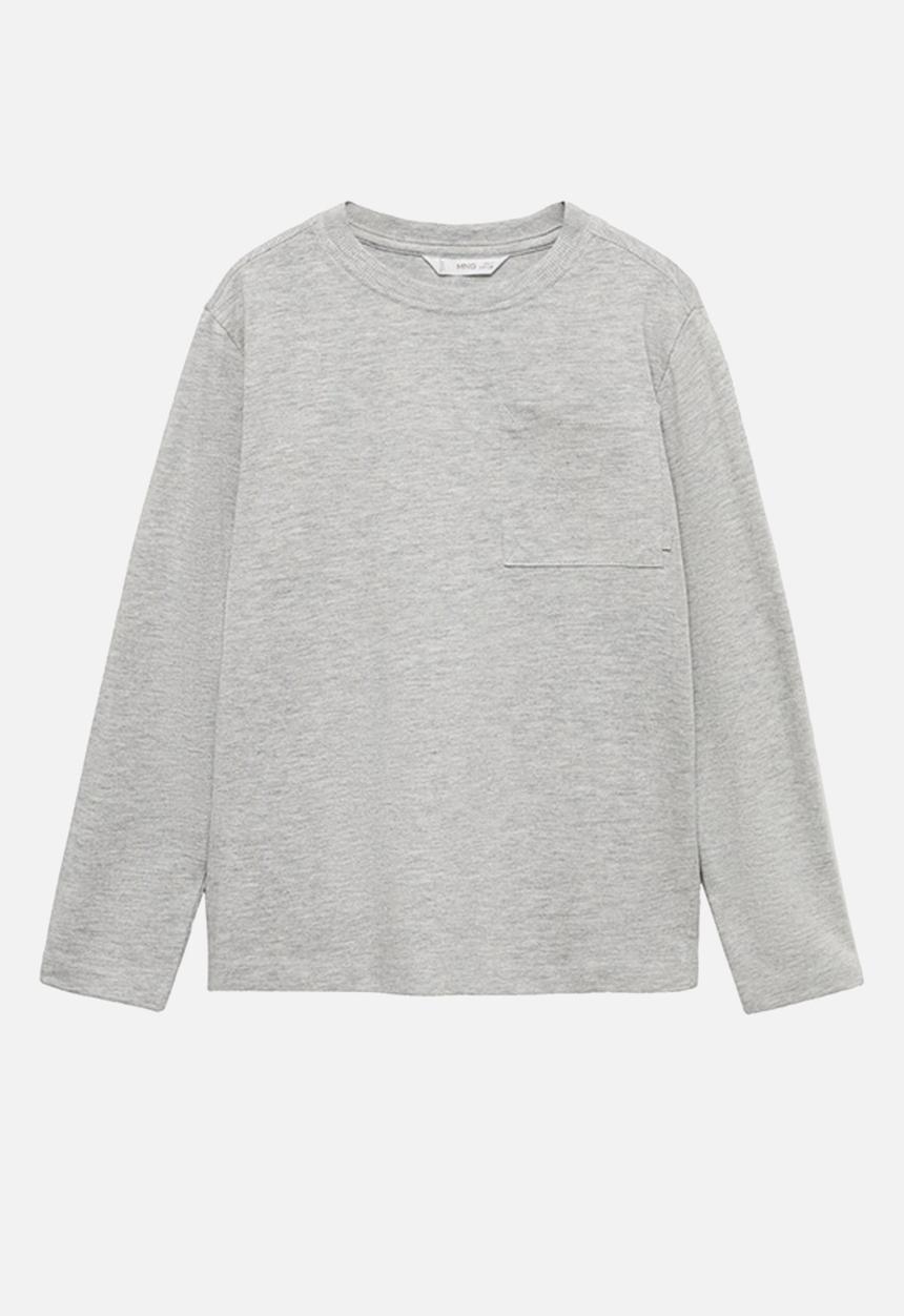 MANGO - Long-sleeved t-shirt with pocket - grey