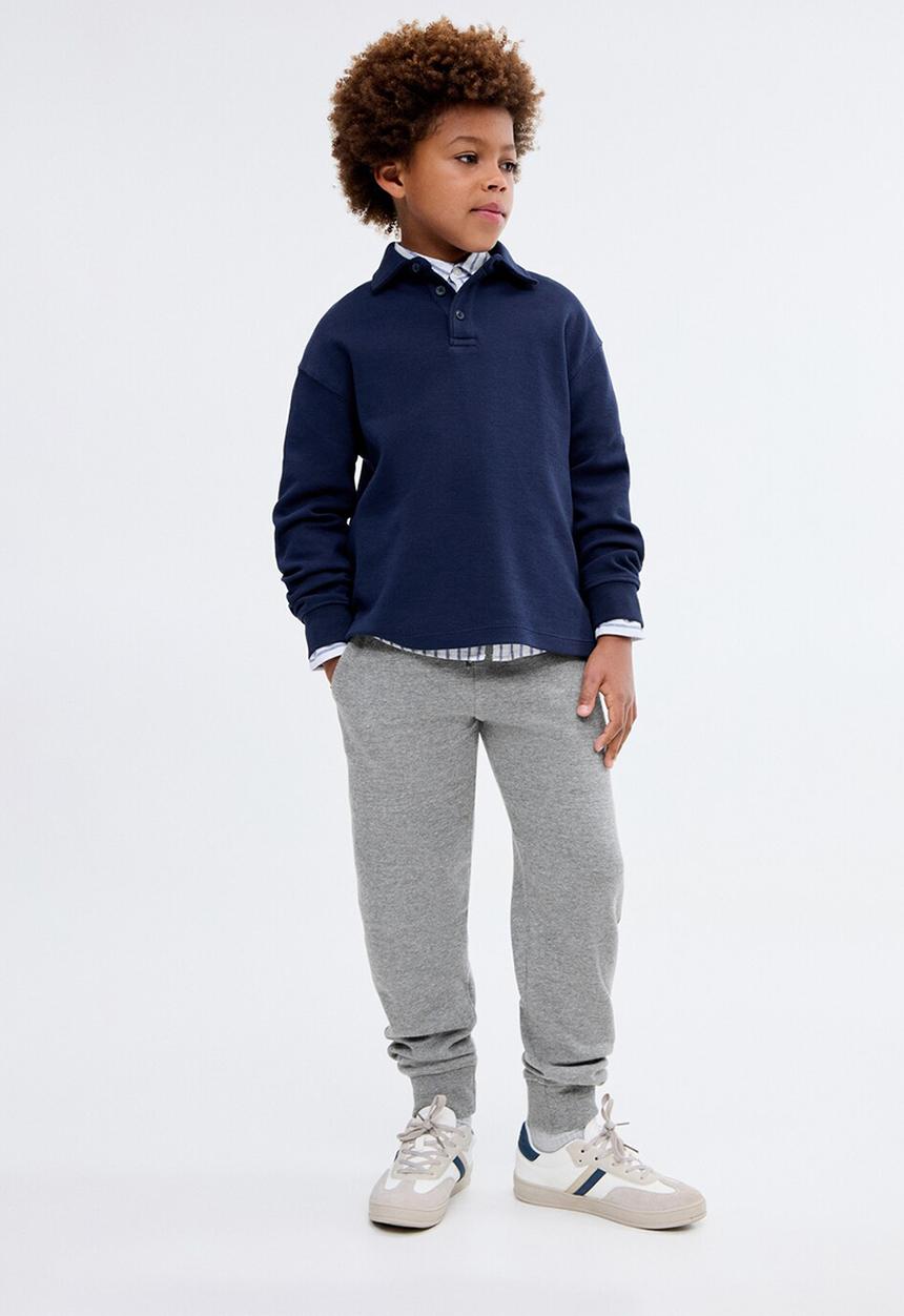 MANGO - Pique jogger trousers - grey
