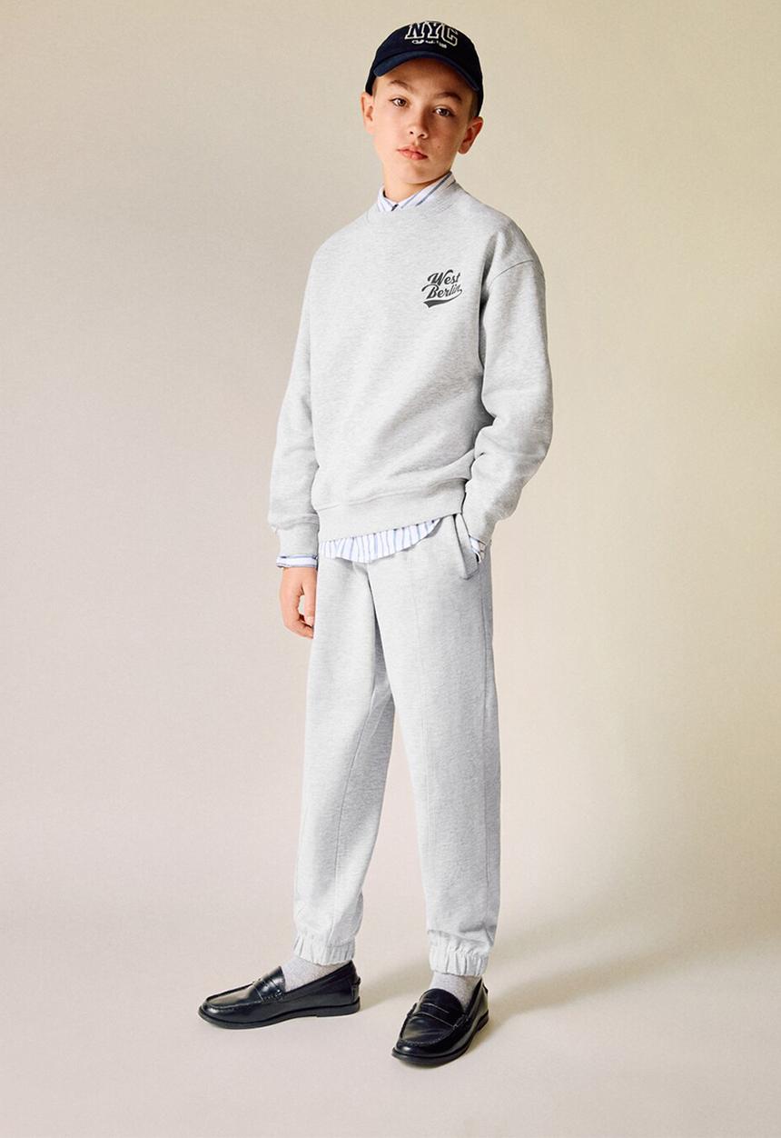 MANGO - Cotton joggers with elastic waist - grey