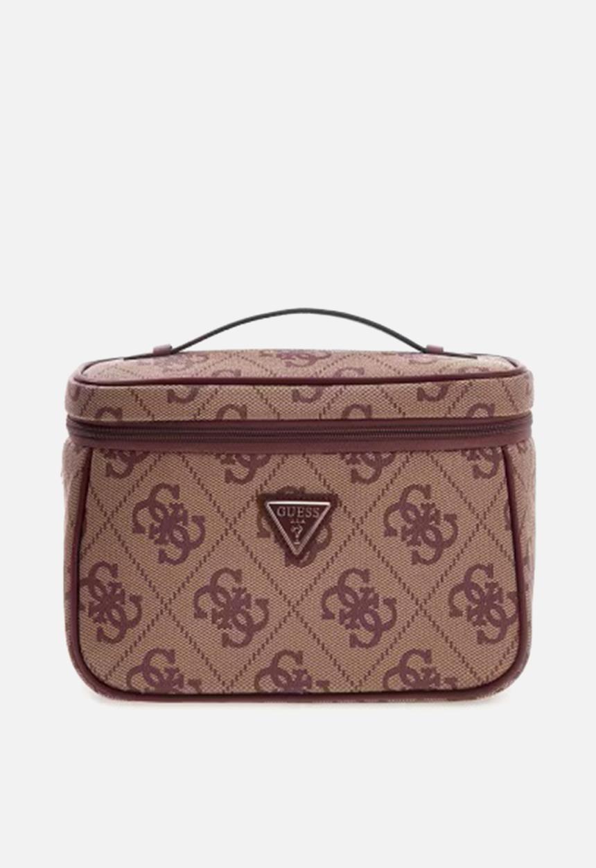 GUESS - Berta toiletry train case - burgundy logo