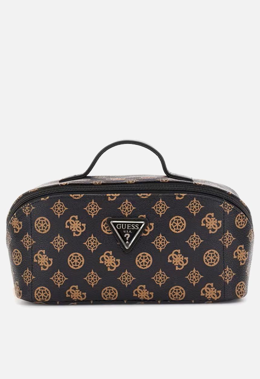 GUESS - Wilder lrg cosmetic travel bag - brown & black