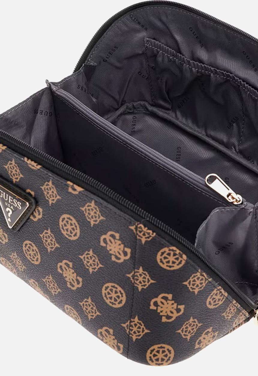 GUESS - Wilder lrg cosmetic travel bag - brown & black
