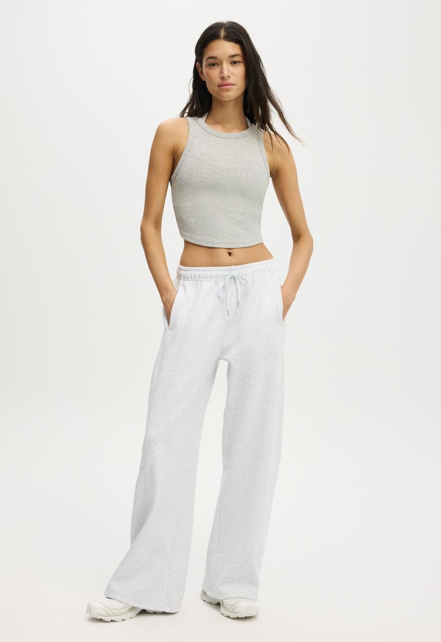 Cotton On - Summer Fleece Barrel Sweatpant - Cloudy Grey Marle