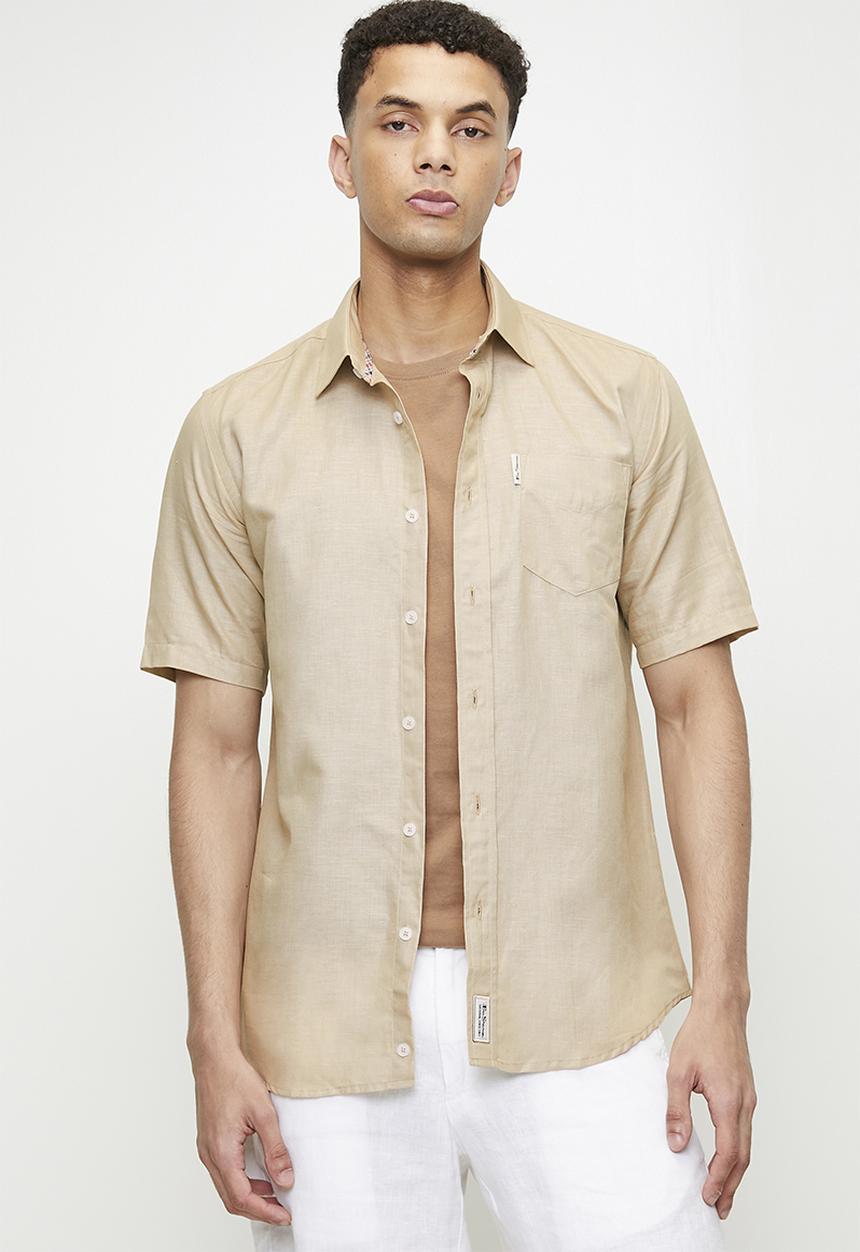 Ben Sherman - Cotton Linen Shirt S/S - Sand 23