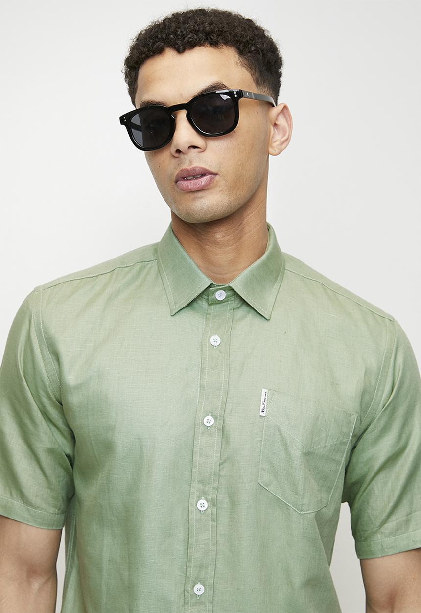 Ben Sherman - Cotton Linen Shirt S/S - Rich Fern