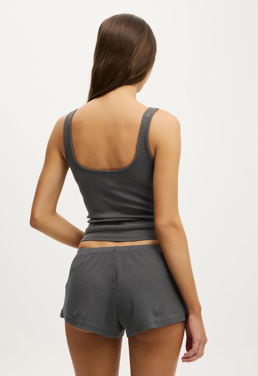 Cotton On - 90s Rib Short - Washed Black